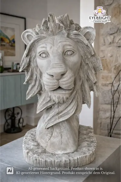 Product image 1 of the product “Cormac - Lion's head on pedestal, 45cm H | cast stone ”